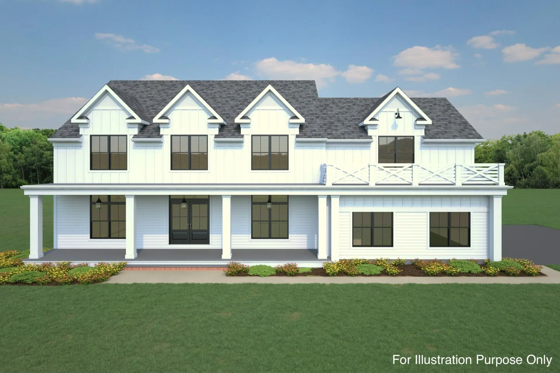 Adams III Farmhouse front exterior illustration May 2023
