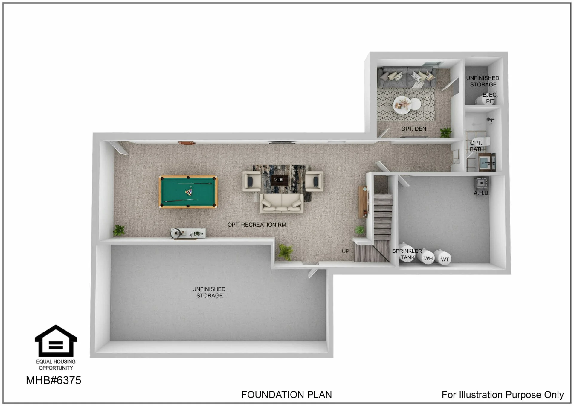 Foundation plan for the Potomac Rancher Potomac by Greenspring Homes