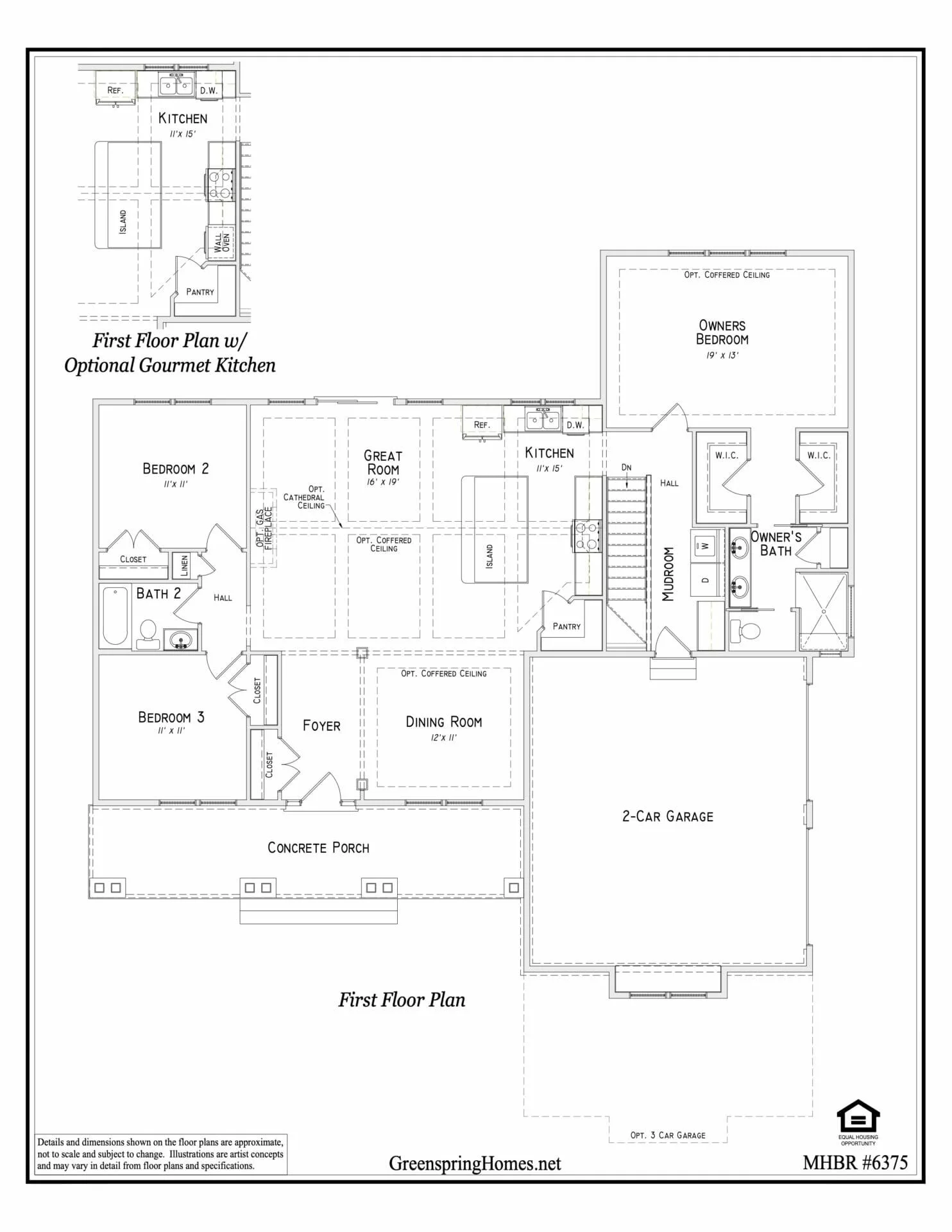 First floor plan for the Potomac Rancher The by Greenspring Homes