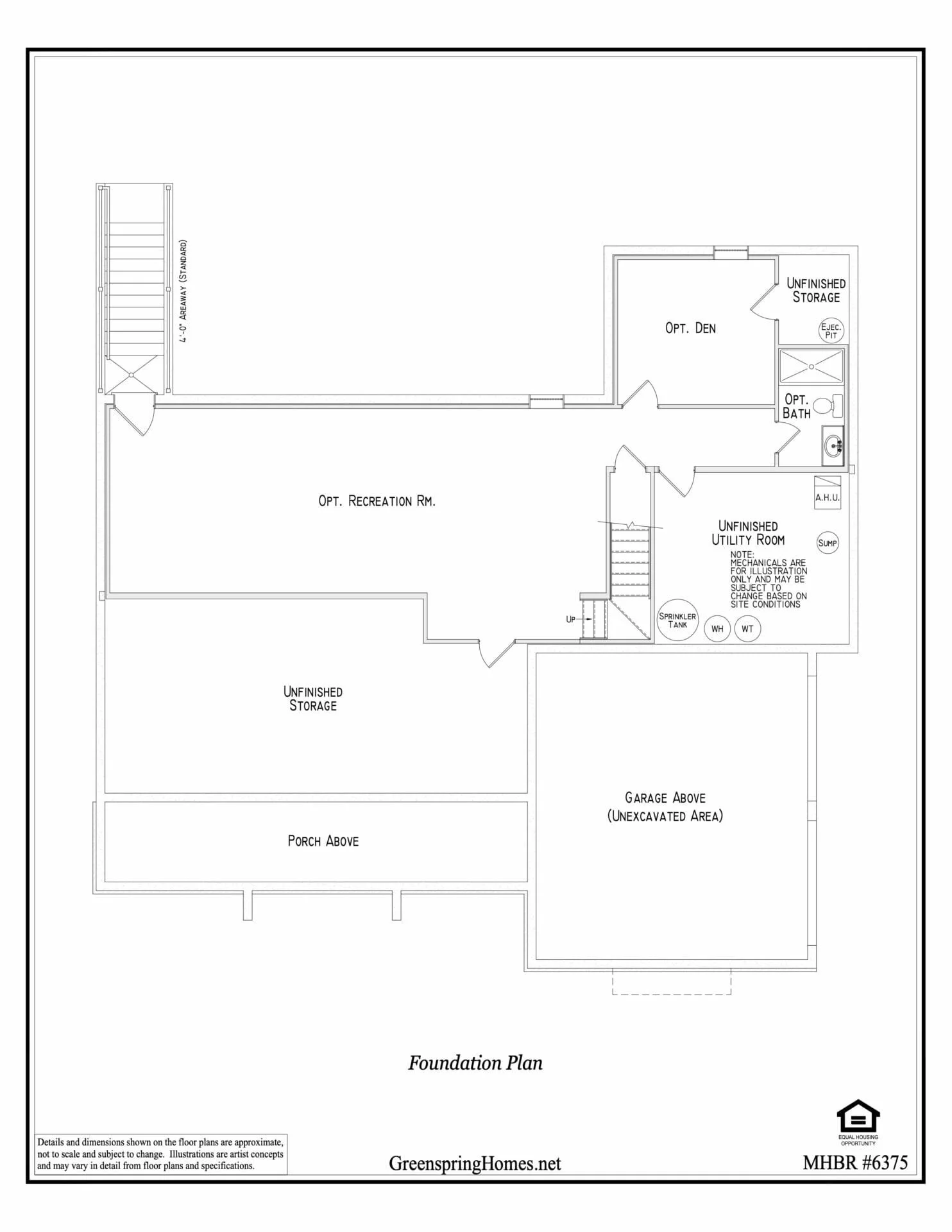 Foundation plan for the Potomac Rancher The by Greenspring Homes