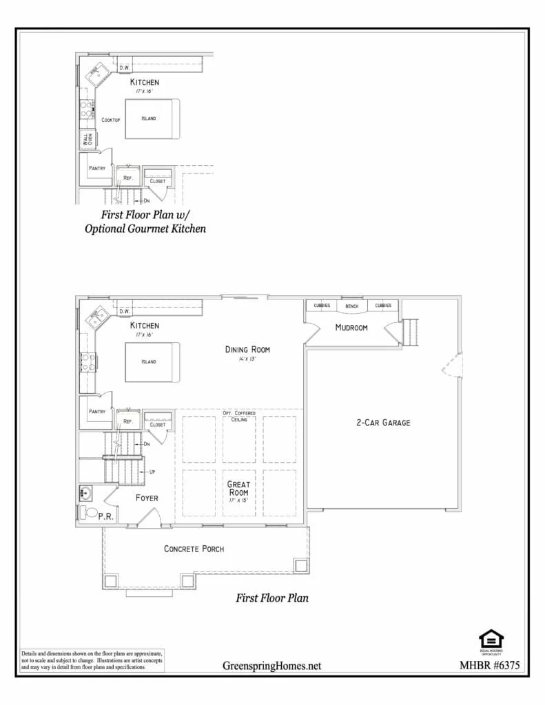 First floor plan for the Roosevelt I Craftsman by Greenspring Homes