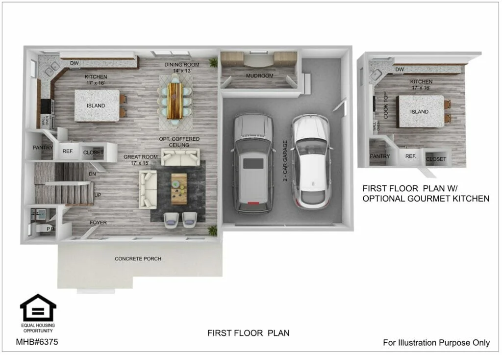 First floor plan for the Roosevelt I Craftsman by Greenspring Homes