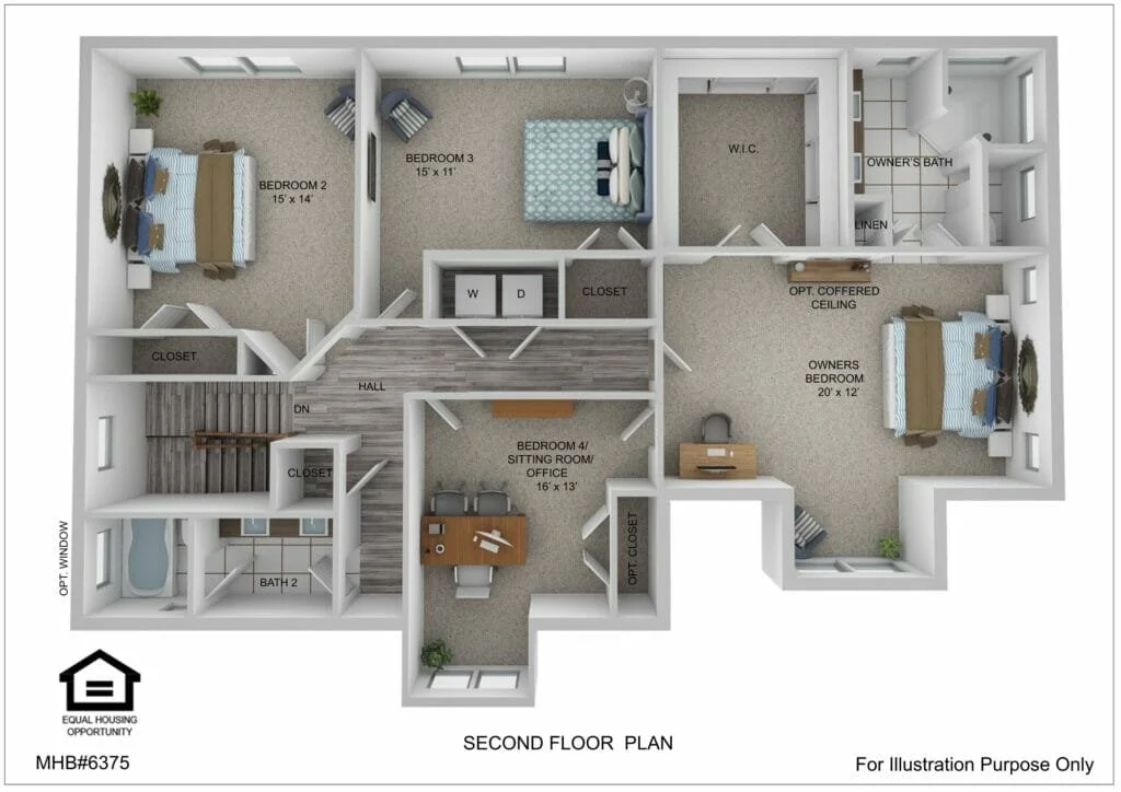 Second floor plan for the Roosevelt I Craftsman by Greenspring Homes