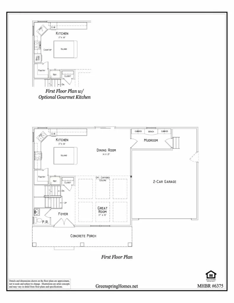First floor plan for the Roosevelt I Farmhouse by Greenspring Homes
