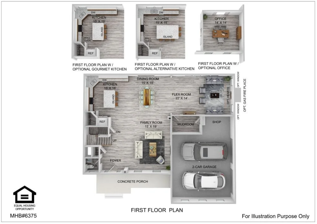 First floor plan for the Roosevelt Iii Craftsman by Greenspring Homes