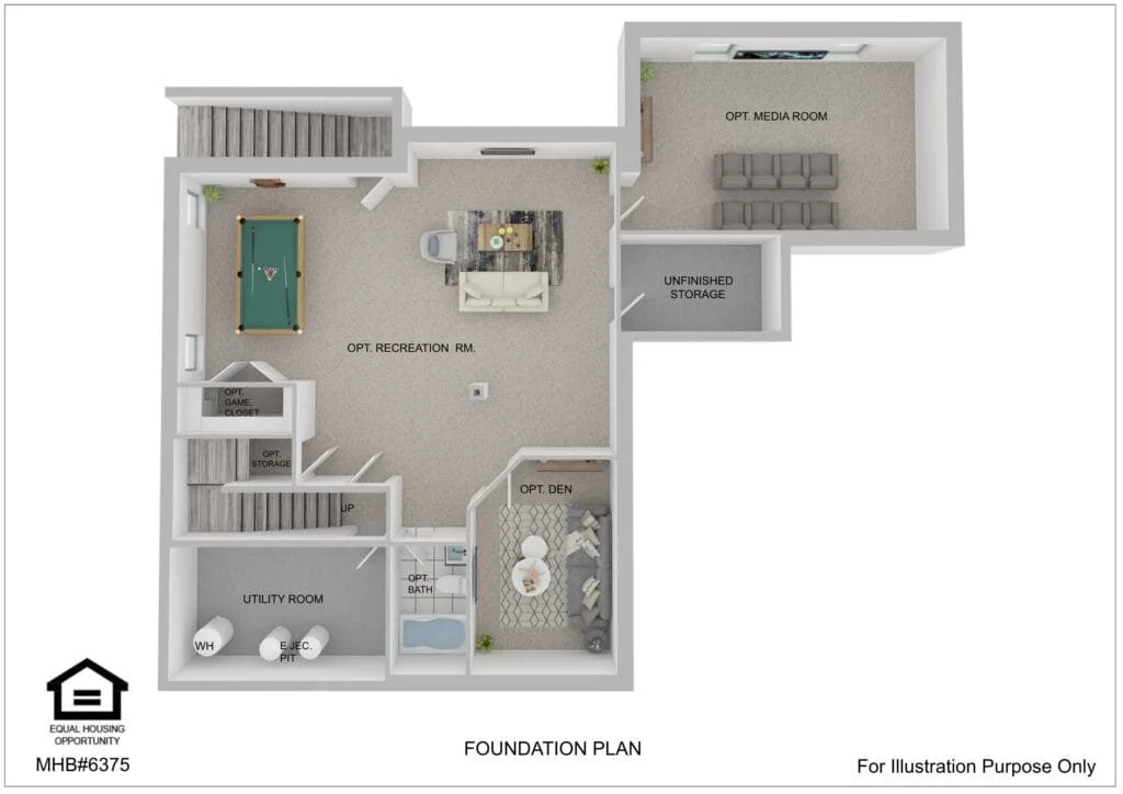 Foundation plan for the Roosevelt Iii Farmhouse by Greenspring Homes