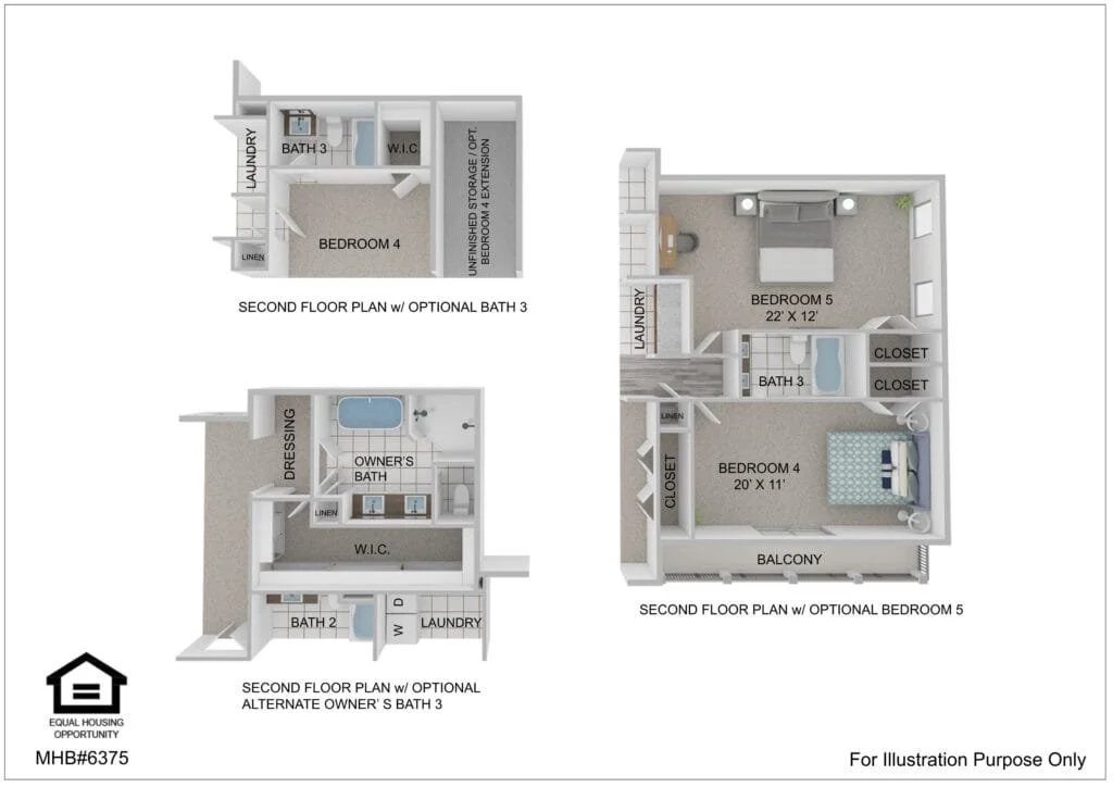 Second floor plan for the Roosevelt Iii Farmhouse by Greenspring Homes
