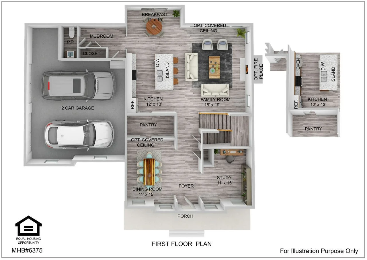 First floor plan for the Somerset First Floor by Greenspring Homes