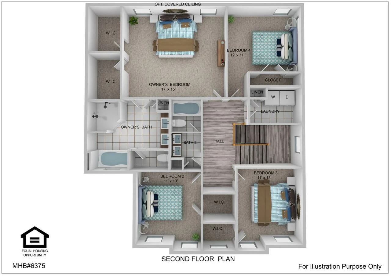 Second floor plan for the Somerset Second Floor by Greenspring Homes