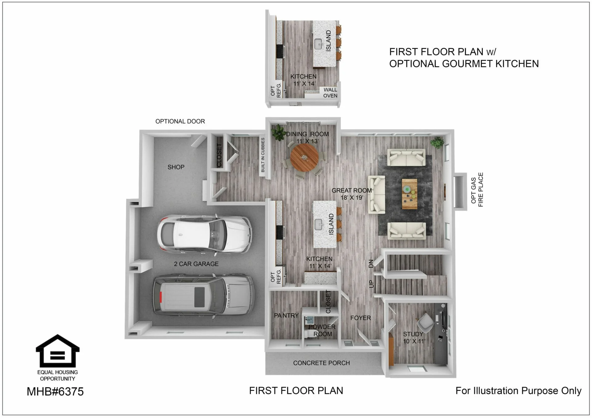 First floor plan for the Sonoma First Floor by Greenspring Homes