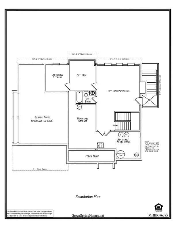 Foundation plan for the Sonoma foundation plan by Greenspring Homes