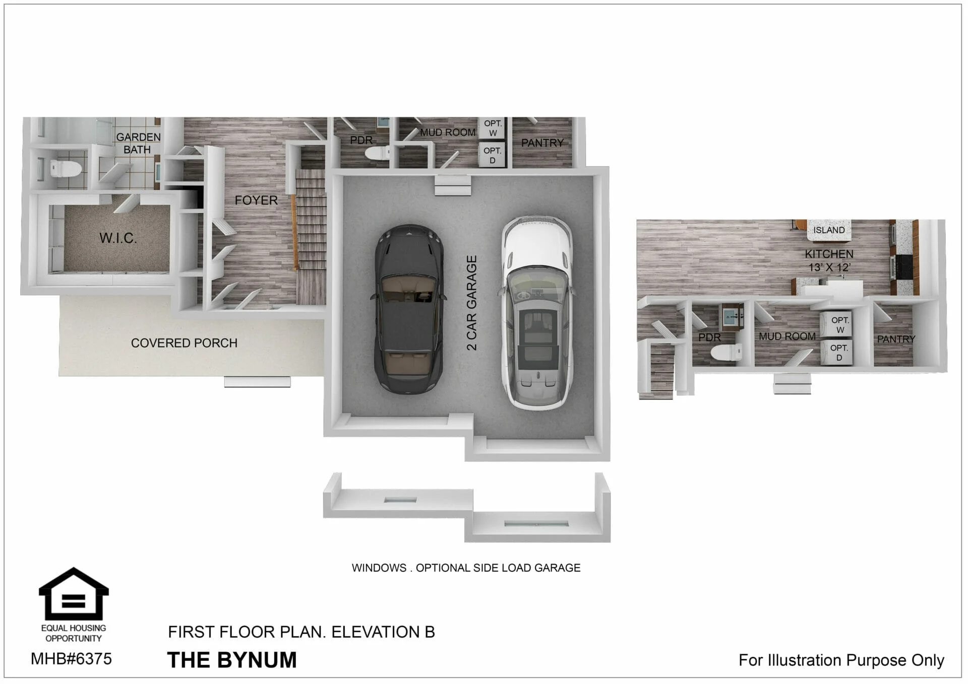 First floor plan for the The Bynum First by Greenspring Homes