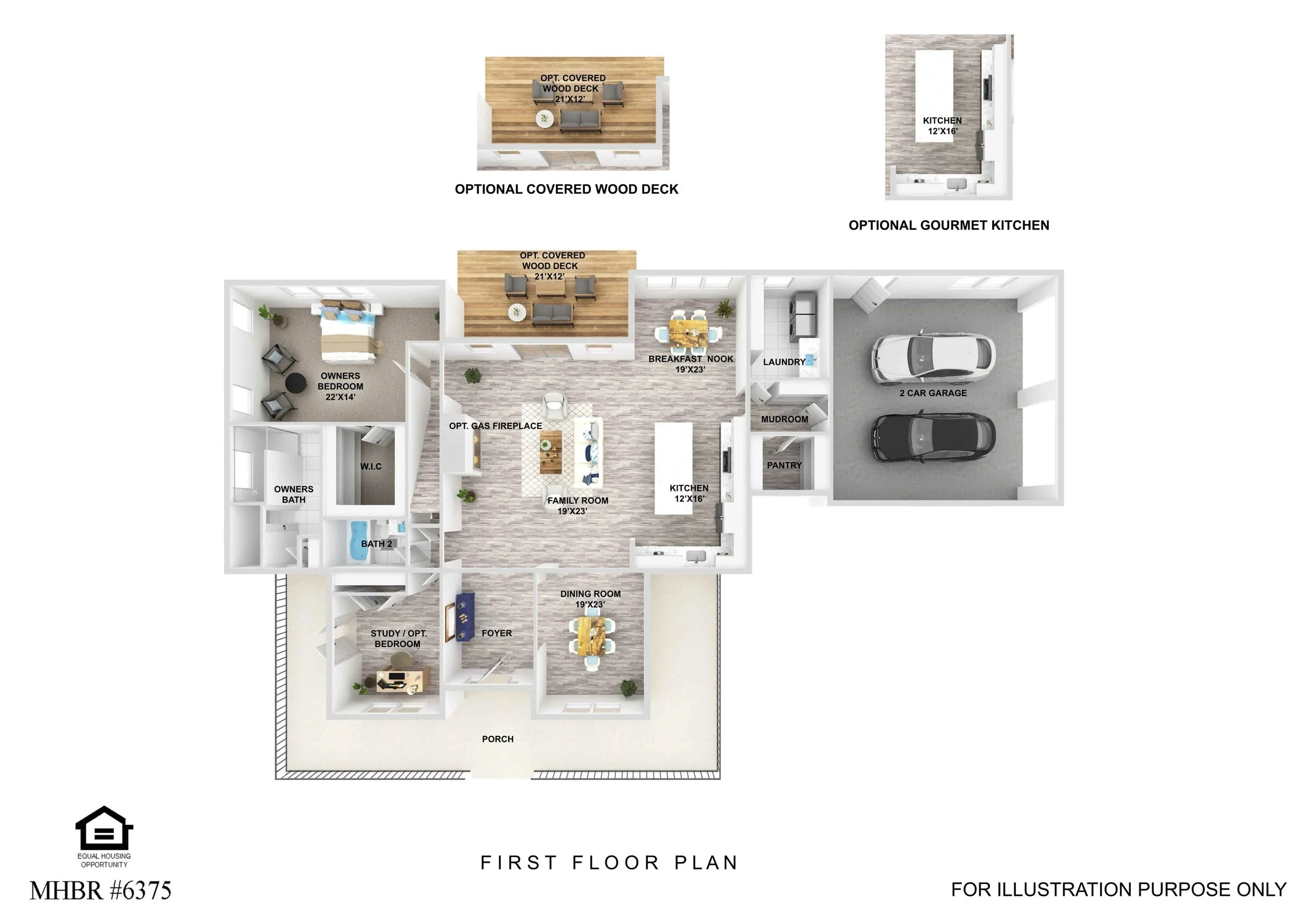 First floor plan for the The Georgia Farmhouse by Greenspring Homes