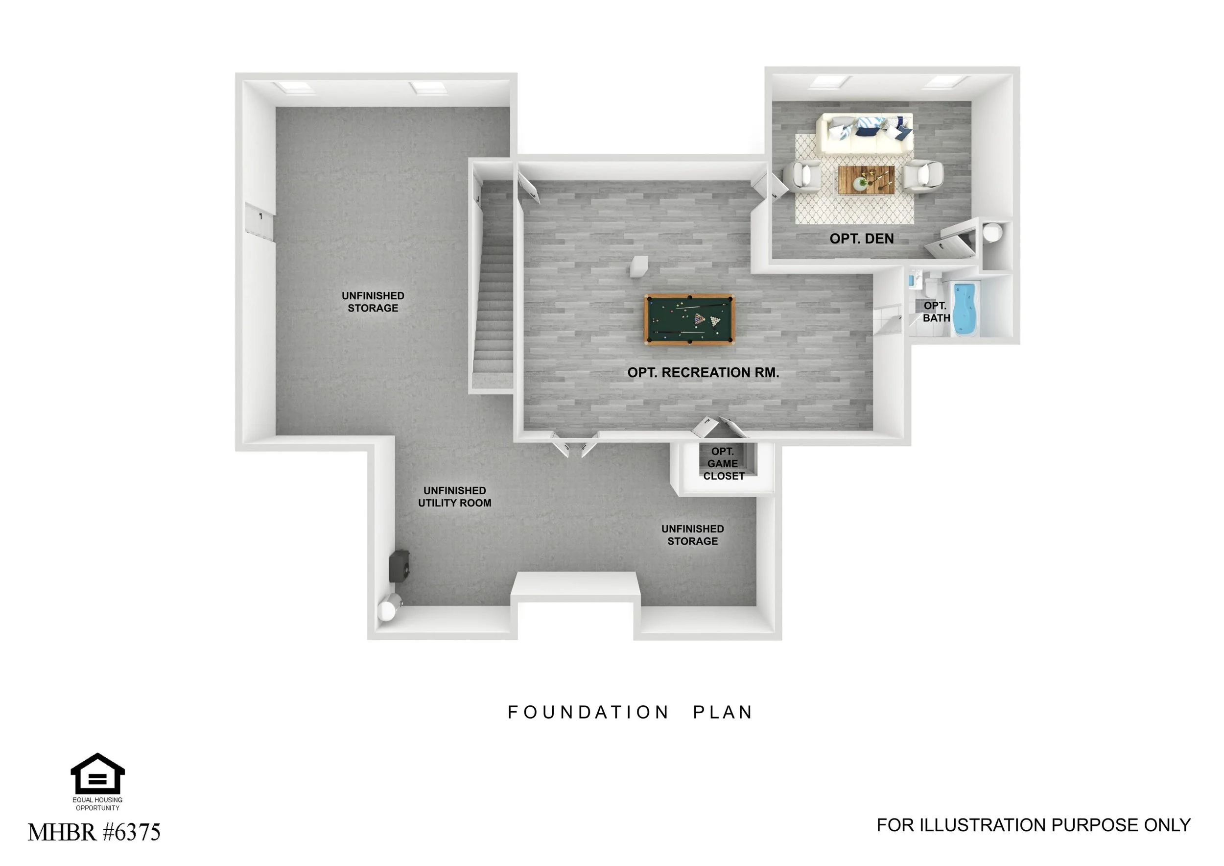 Foundation plan for the The Georgia Farmhouse by Greenspring Homes