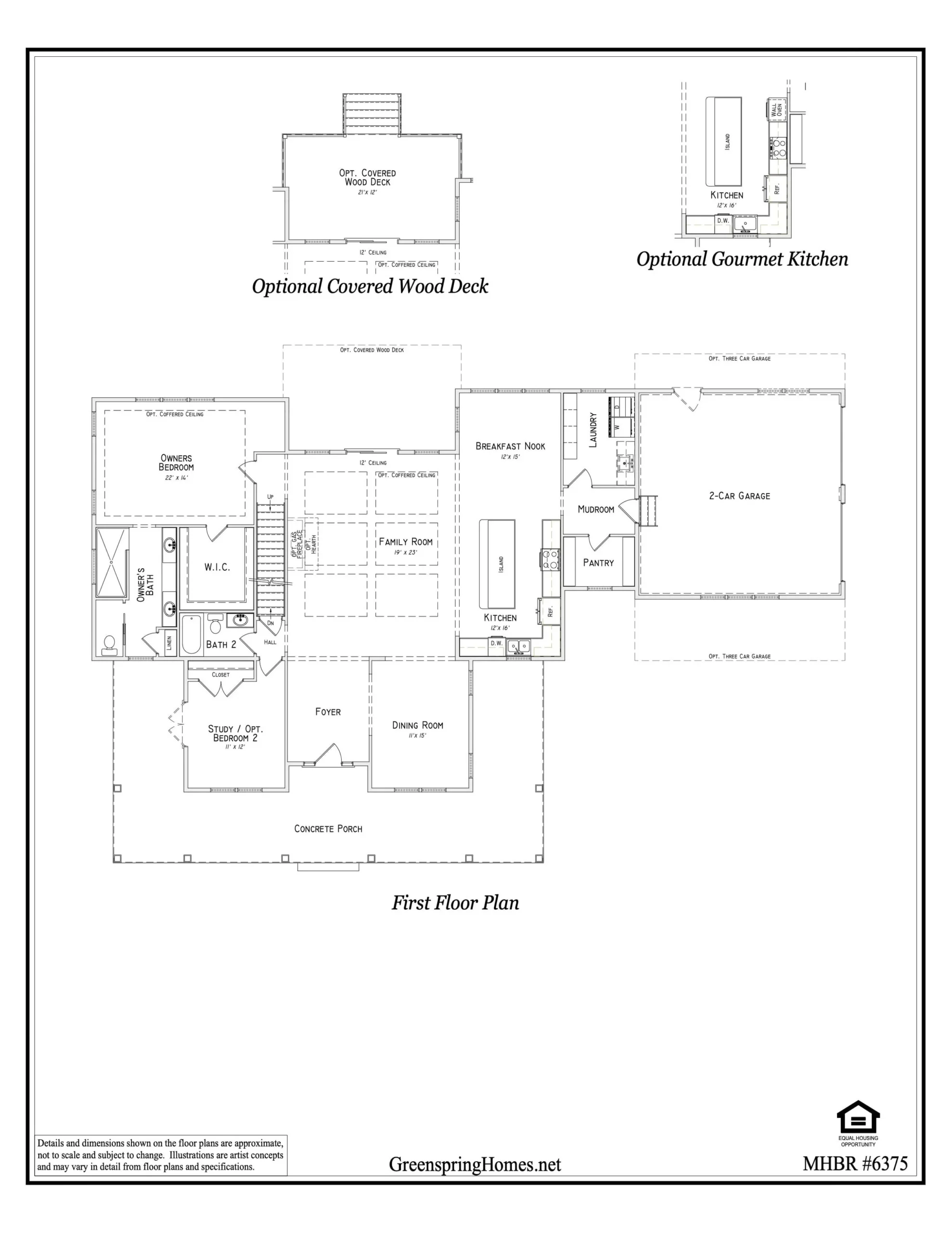 First floor plan for the The Georgia Farmhouse by Greenspring Homes