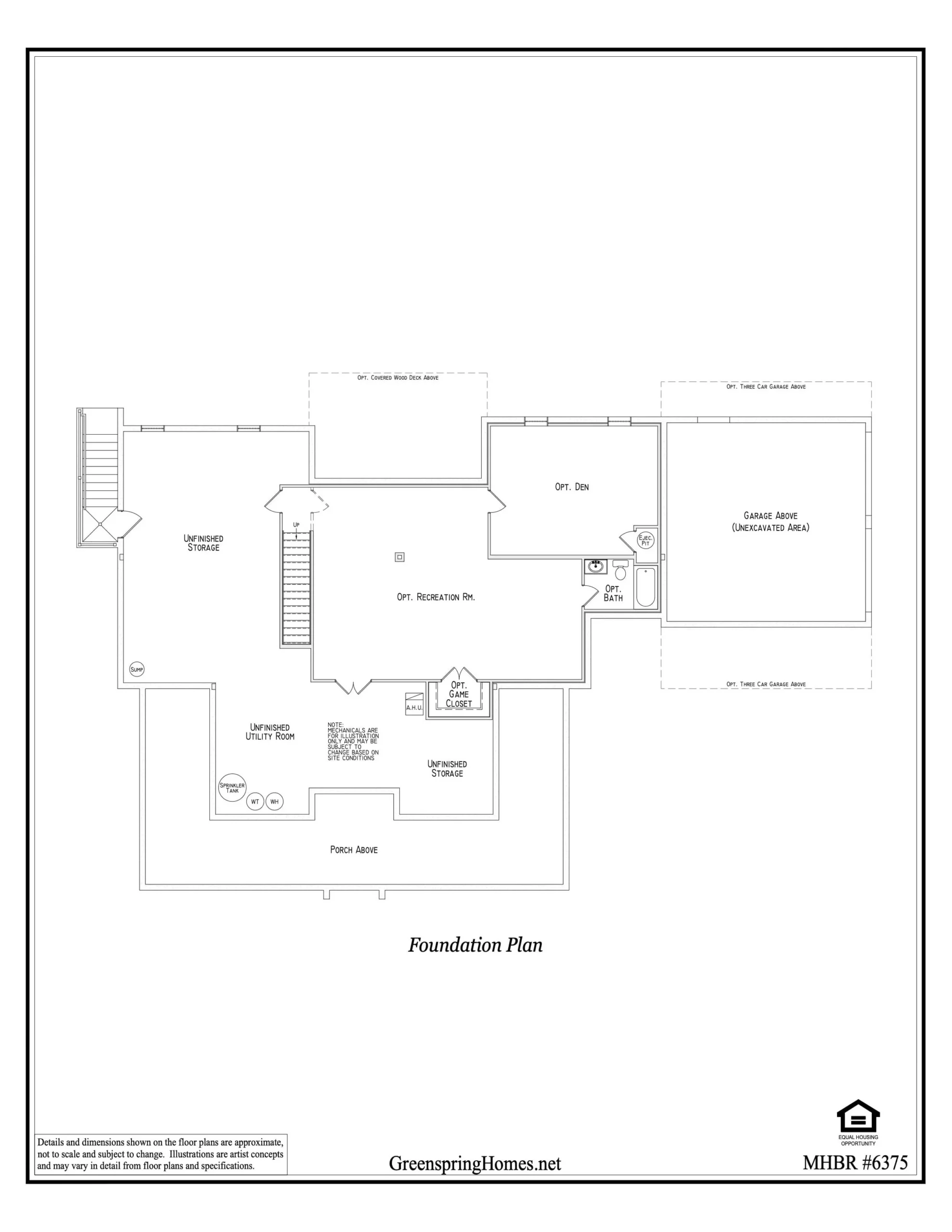 Foundation plan for the The Georgia Farmhouse by Greenspring Homes