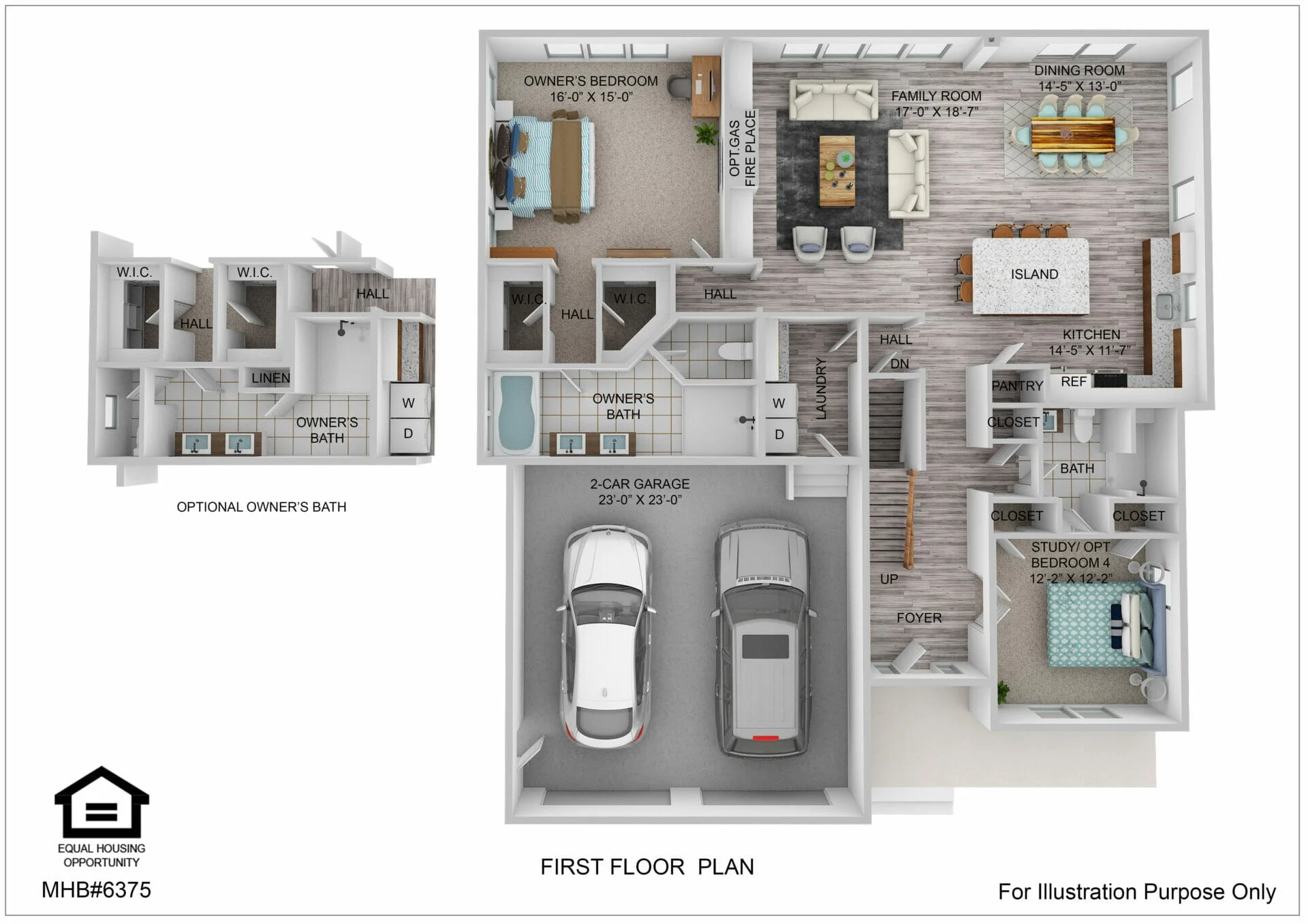 First floor plan for the The Gunpowder First by Greenspring Homes